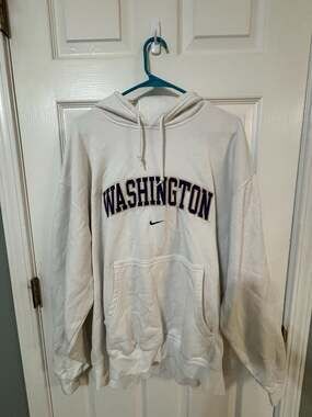 Vintage Nike Team Washington Huskies Center Swoosh Hoodie White XL